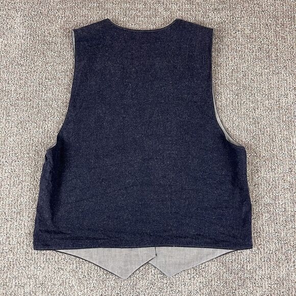 Handmade Vest Womens Medium Chambray Ribbon Embroidered Floral Cottage Retro 90s - Picture 2 of 9